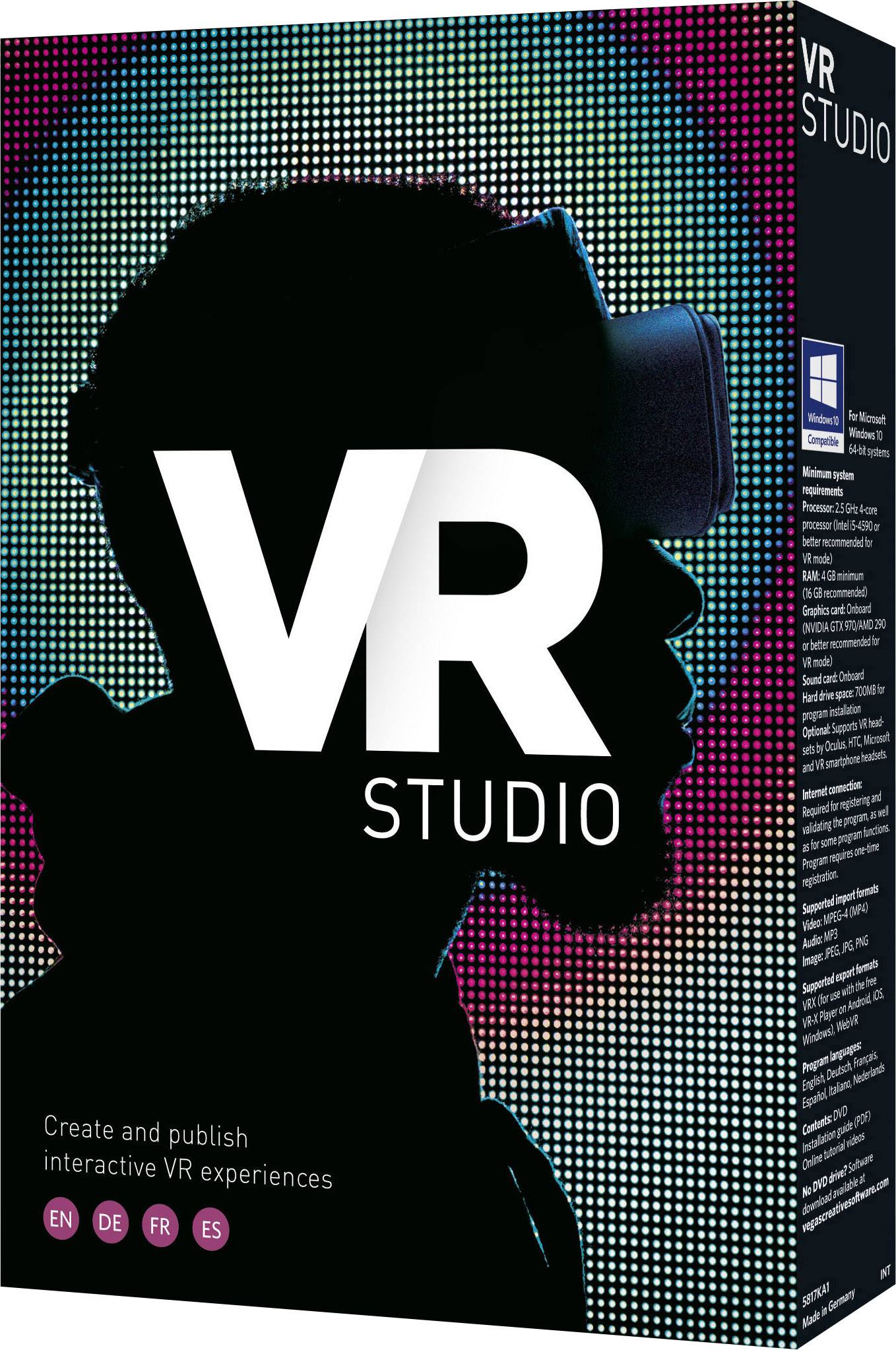 Logiciel de retouche photo Magix VR Studio Suite 18_803954 version complète, 1 licence Windows 1 pc(s)