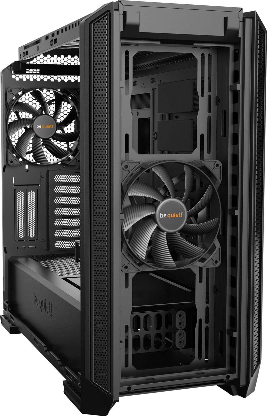 Tour midi BeQuiet Silent Base 601 Boîtier PC noir 2 ventilateurs pré-installés, isolé, filtre anti-poussière