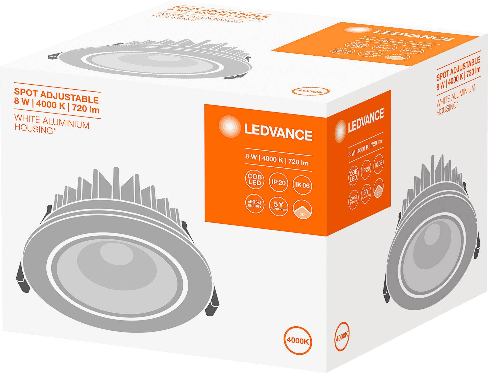 LEDVANCE 4058075126862 SPOT ADJUST Luminaire à LED encastrable LED LED intégrée 8 W blanc