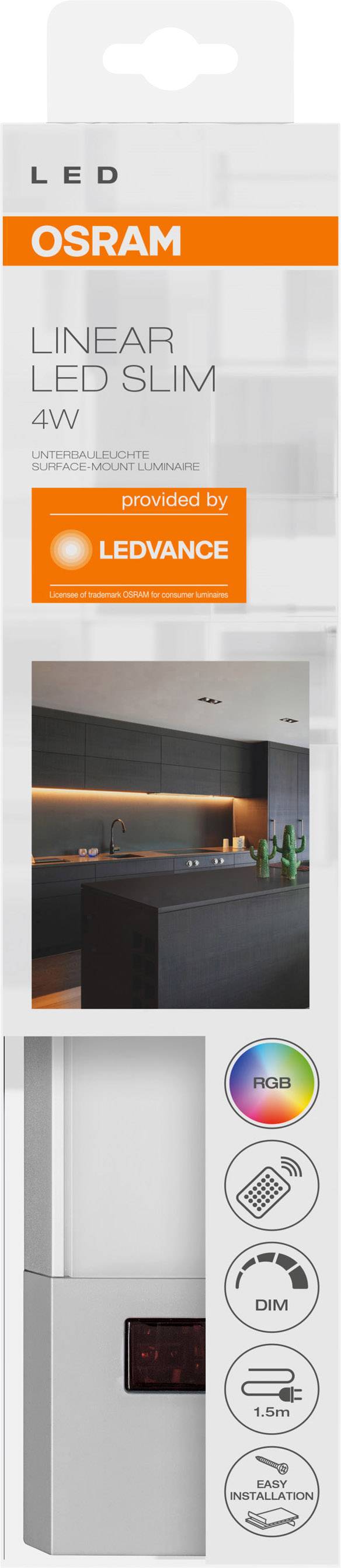 LEDVANCE Linear LED Slim RGBW L Éclairage LED pour meuble LED LED intégrée 4 W RVBB gris