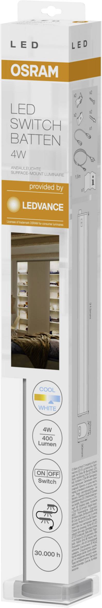 LEDVANCE LED Switch Batten L Éclairage LED pour meuble 4 W blanc neutre