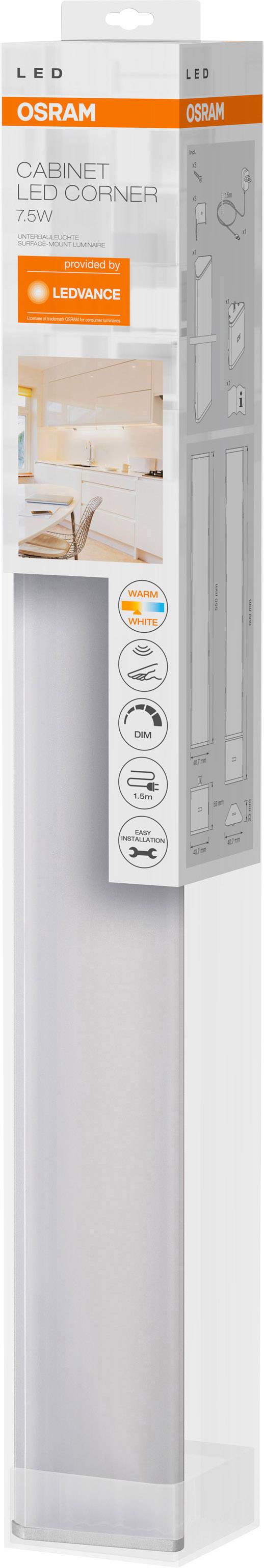 LEDVANCE Cabinet LED Corner L Éclairage LED pour meuble LED 7.5 W blanc chaud
