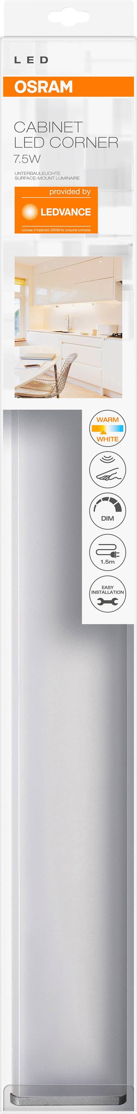 LEDVANCE Cabinet LED Corner L Éclairage LED pour meuble LED 7.5 W blanc chaud