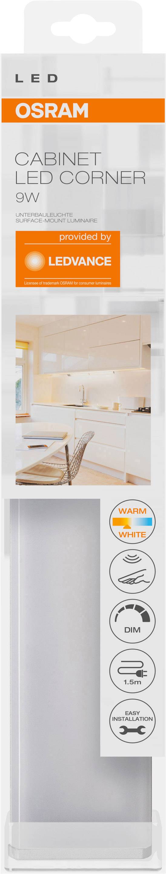 LEDVANCE Cabinet LED Corner L Éclairage LED pour meuble 9 W blanc chaud