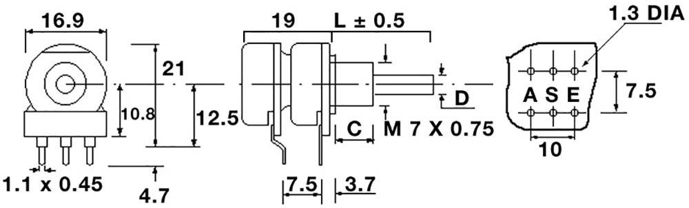 OMEG PC2G16BU CEP F22 F:35 A22K Potentiomètre rotatif stéréo 0.25 W 22 kΩ 1 pc(s)