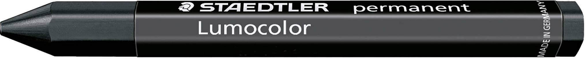 Stylo Lumocolor noir Staedtler, de forme cylindrique, adapté à différentes surfaces, à encre permanente.