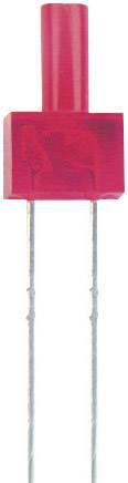 Ein roter, rechteckiger, bedrahteter LED-Indikator mit langem Pin.