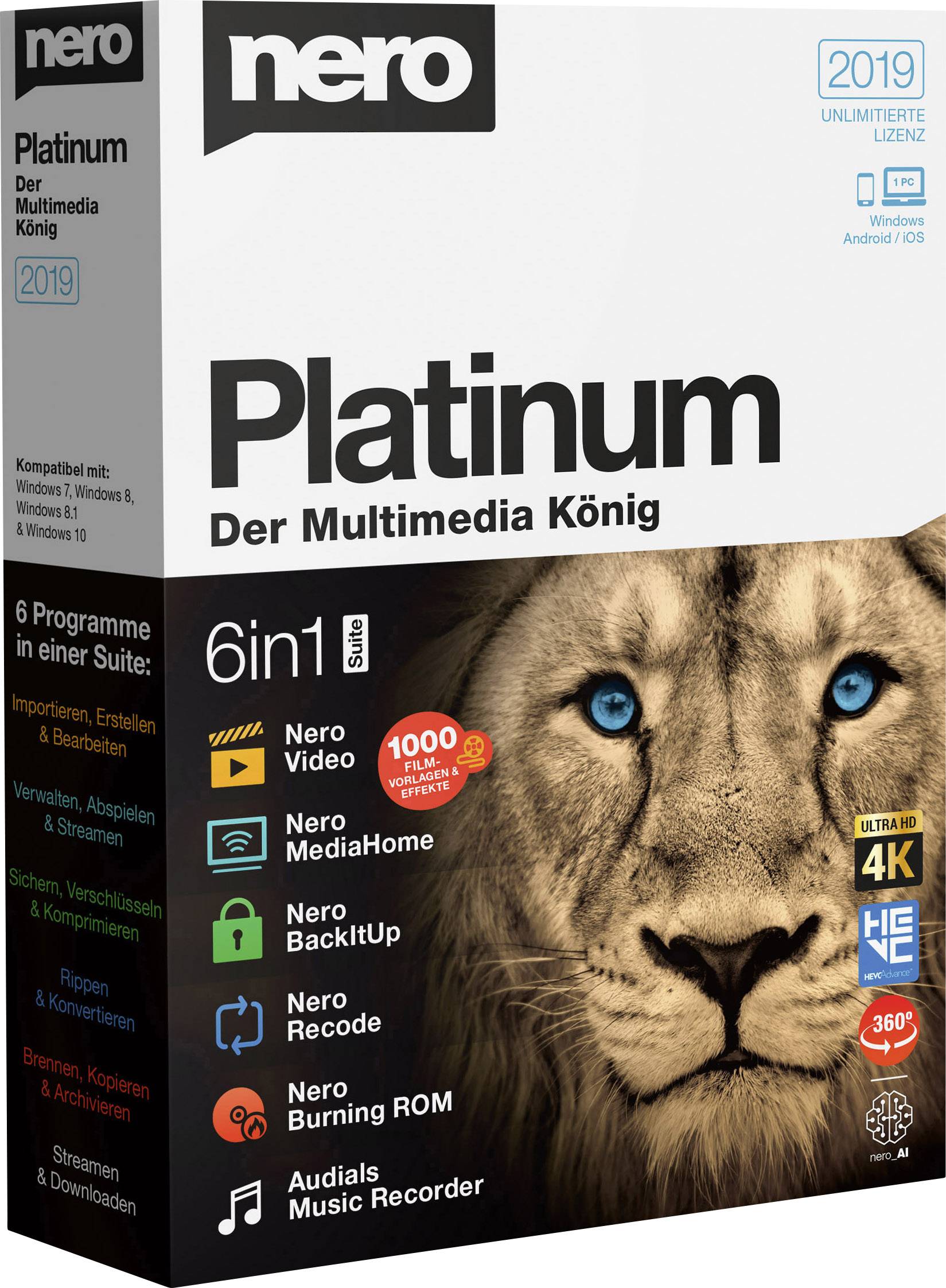 Nero Platinum 2019 version complète, 1 licence Windows Logiciel de gravure