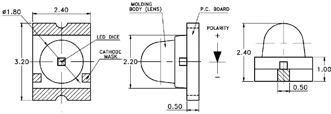 LED CMS Broadcom ASMT-BG20-AS000 forme spéciale vert 650 mcd 15 ° 20 mA 2 V