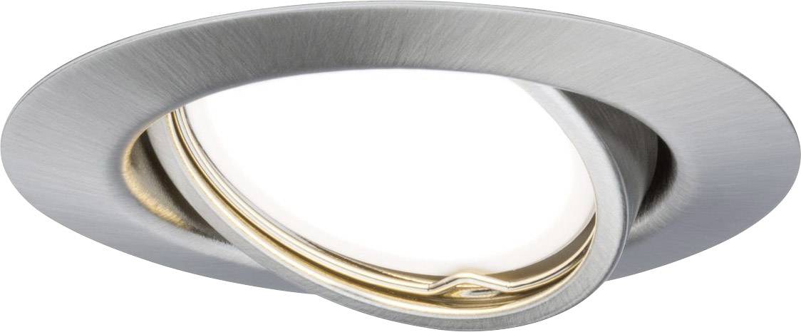 Luminaire LED encastrable en acier brossé avec anneau orientable. Idéal pour un éclairage flexible dans des espaces modernes.