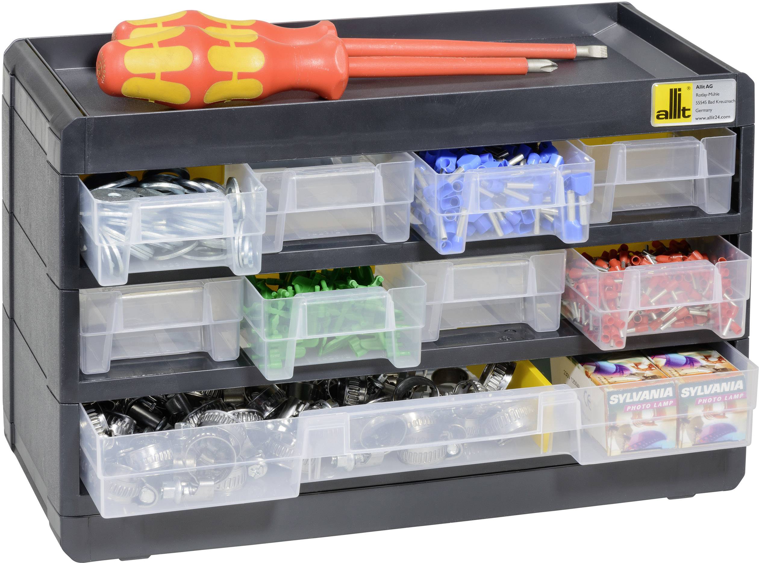 Allit 458080 Casier de rangement VarioPlus Basic 15 (l x H x P) 300 x 190 x 135 mm noir, jaune 1 pc(s)