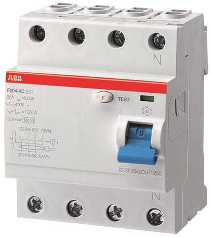 ABB 2CSF204101R1630 F204A-63/0,03 Interrupteur différentiel à courant résiduel A 4 pôles 63 A 0.03 A 230 V