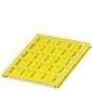 Palette en plastique jaune avec des ouvertures rectangulaires, utilisée pour le stockage et le transport de marchandises.