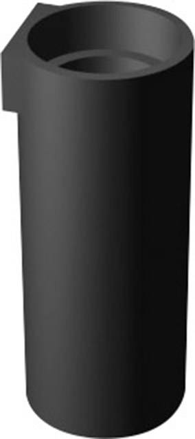 Tasse noire, cylindrique, sans anse, adaptée aux boissons.