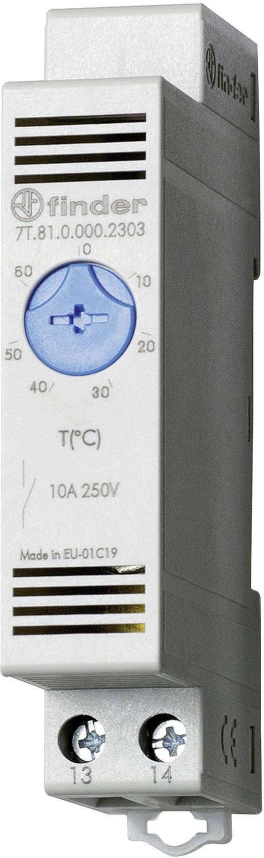 Thermostat à température réglable de -10°C à 60°C. Affiche le régulateur, l'échelle et les connexions. Marquage : Made in EU.