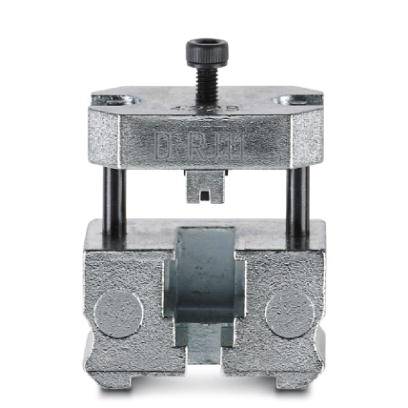 Dispositif de serrage et de coupe en métal avec une vis en haut, utilisé pour fixer ou couper des fils.