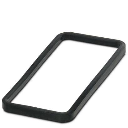 Un joint torique rectangulaire en matériau noir repose sur une surface plane.