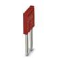 Élément bipolaire rouge, possiblement un module électronique ou électromécanique, doté de deux broches métalliques.