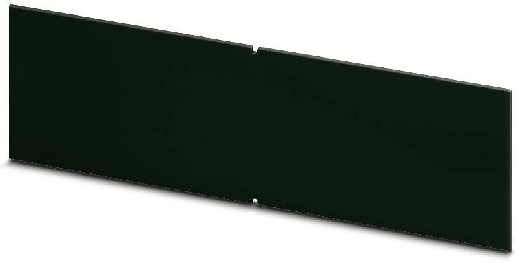 Un composant noir rectangulaire ; probablement un couvercle ou une plaque utilisé dans des applications électroniques ou mécaniques.