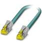 Un câble Ethernet vert et jaune avec deux connecteurs à chaque extrémité, adapté aux connexions réseau dans un réseau de bureau.