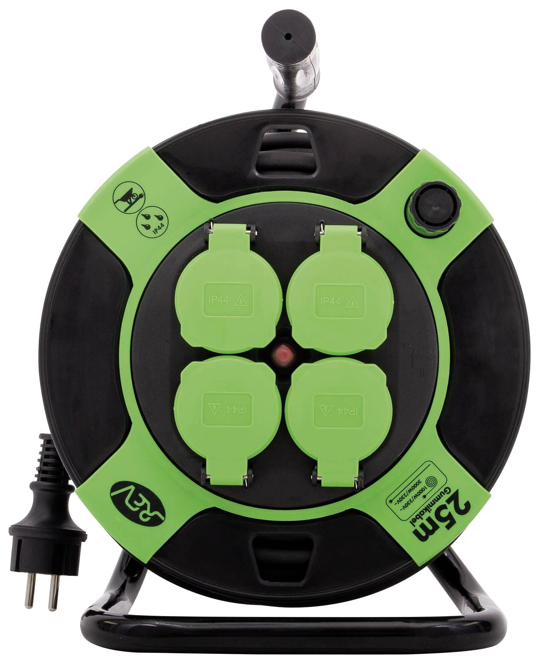 REV 0010215412 Enrouleur de câble 25.00 m noir Prise mâle + contact de protection