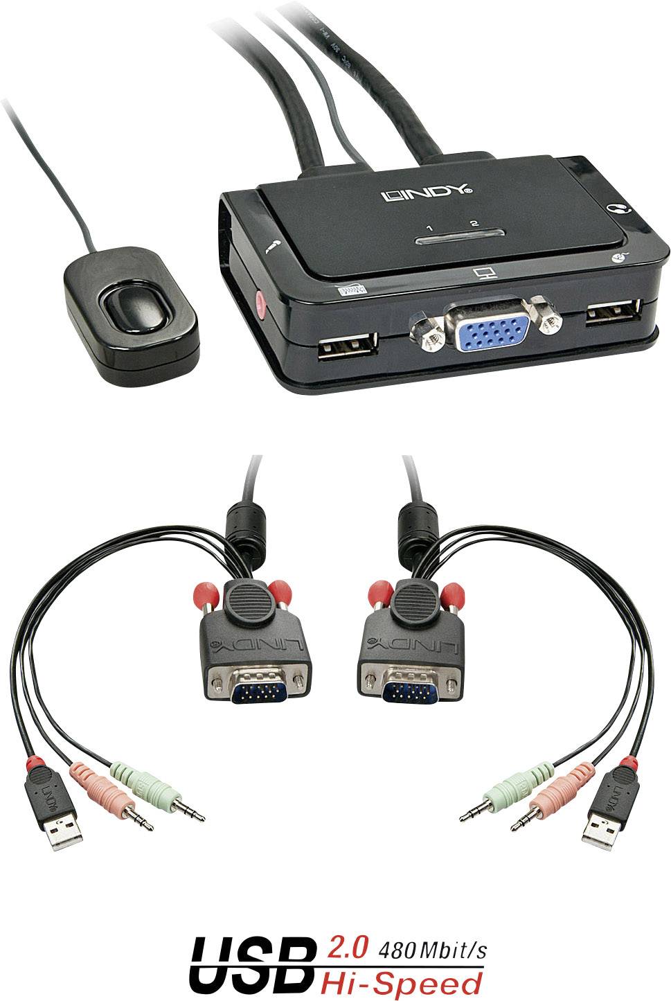 LINDY VGA KVM Switch 2 Port USB Audio 2 ports Commutateur KVM