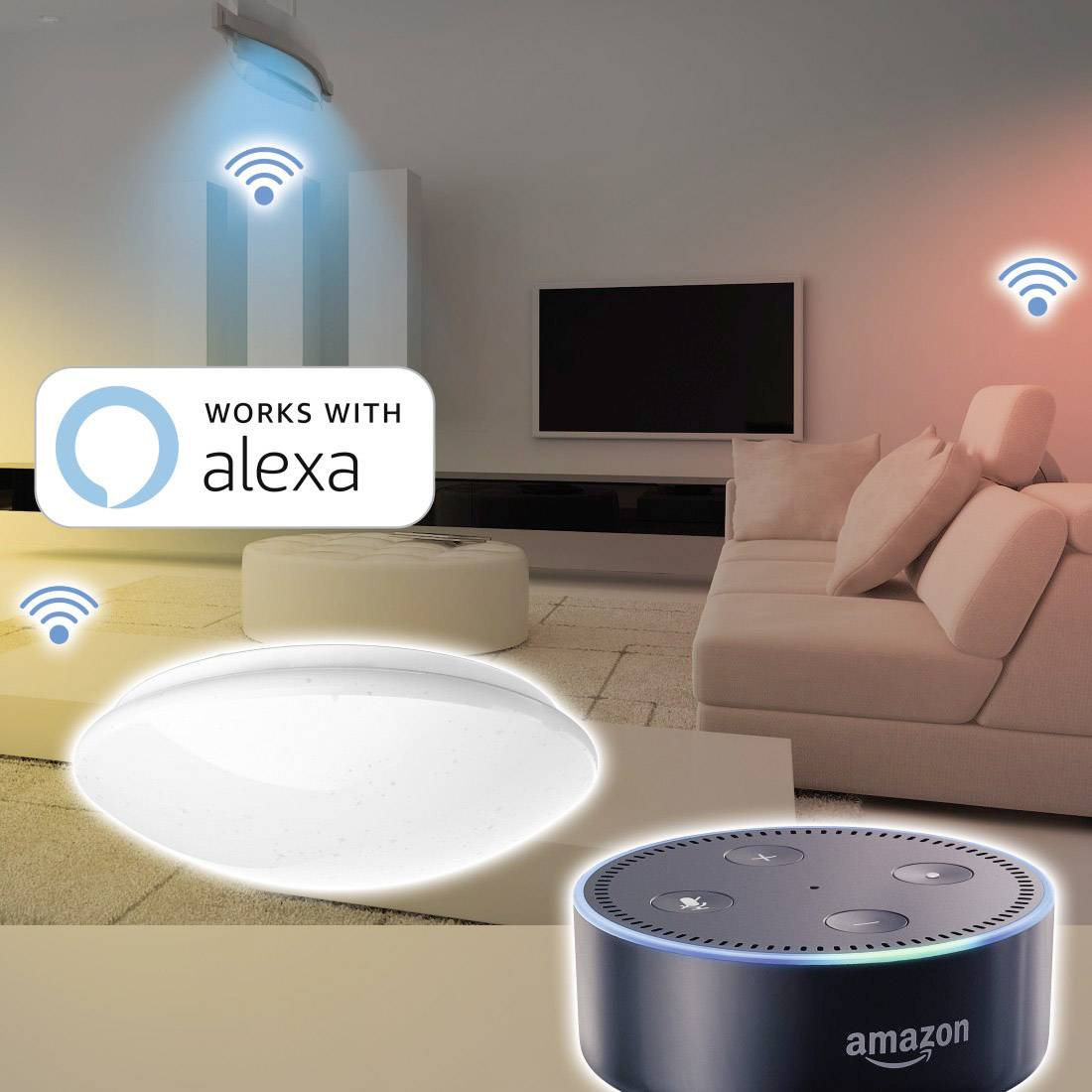 Hama Wi-Fi CEE 2021 F (A - G) Lampe de plafond / murale LED Alexa, Google Home, IFTTT