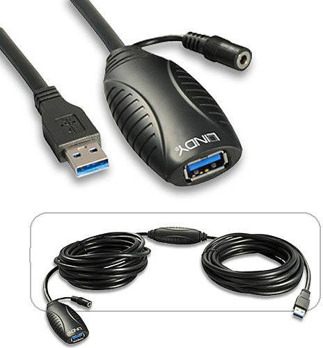 LINDY Câble USB USB 3.2 Gen1 USB-A mâle, USB-A femelle 10.00 m noir 43156