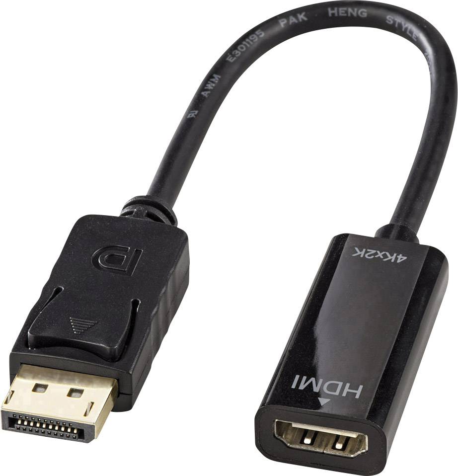 LINDY 41718 Câble adaptateur [1x DisplayPort mâle - 1x HDMI femelle] noir 20.00 cm