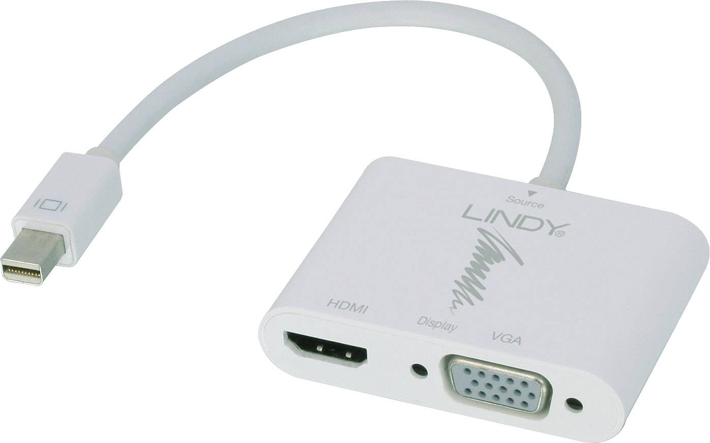 LINDY 41070 Mini-Display / HDMI / VGA Convertisseur [1x Mini port Display mâle - 2x HDMI femelle, VGA femelle] blanc