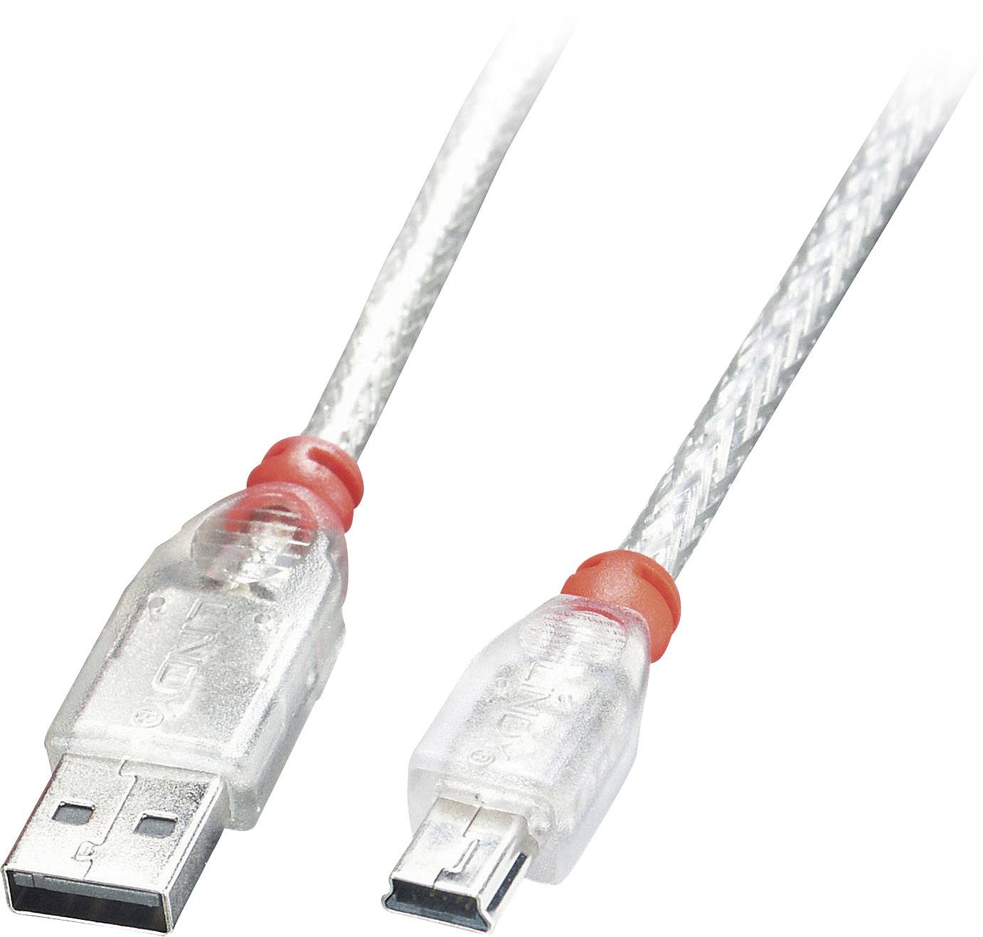LINDY Câble USB USB 2.0 USB-A mâle, USB-Mini-B mâle 0.50 m transparent 41781