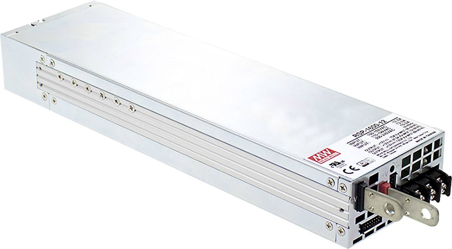 Un bloc d'alimentation rectangulaire argenté avec plusieurs ports sur la façade, adapté pour des applications électroniques ou industrielles.