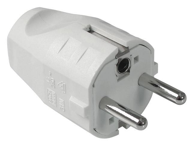 Bachmann 910.200 Fiche électrique mâle avec terre plastique 250 V blanc IP20, IP44