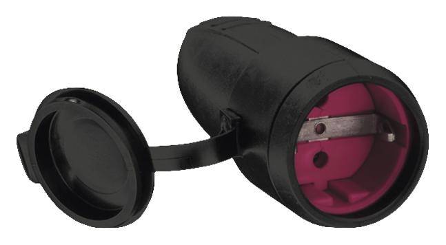 Bachmann 919.176 Fiche électrique femelle avec terre caoutchouc, silicone noir IP20, IP44