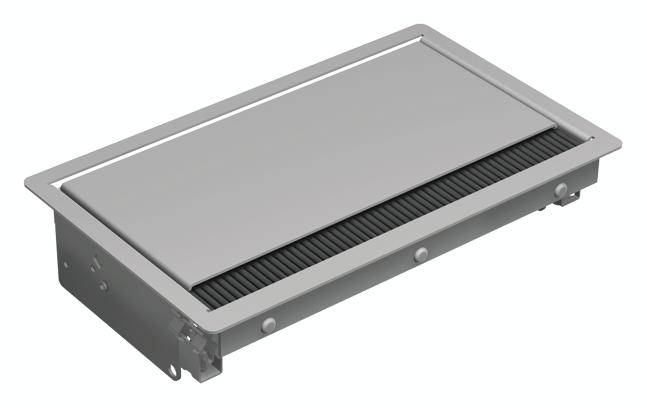 Insert de grille de ventilation rectangulaire en métal avec un filtre noir intégré, couramment utilisé pour la circulation de l'air dans les bâtiments.
