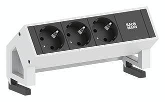 Bachmann 902.300 Bloc multiprise sans interrupteur blanc contact de protection