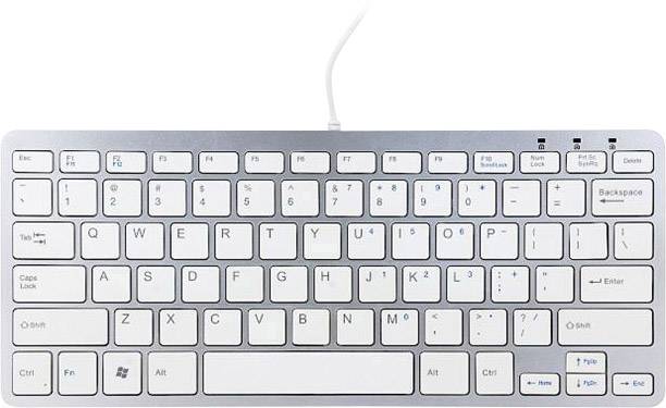 R-GO Tools Compact USB Clavier nordique, QWERTY blanc ergonomique