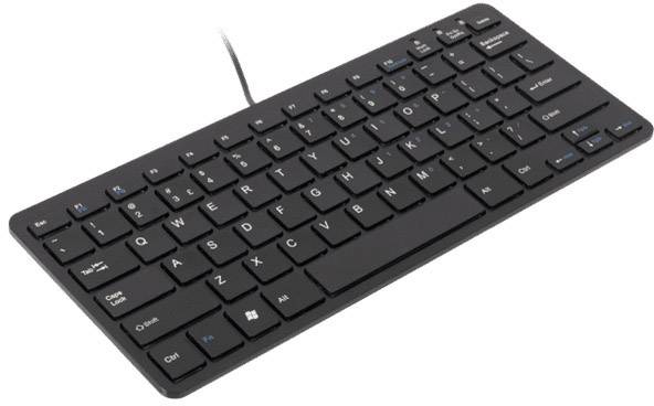 R-GO Tools Compact USB Clavier nordique, QWERTY noir ergonomique