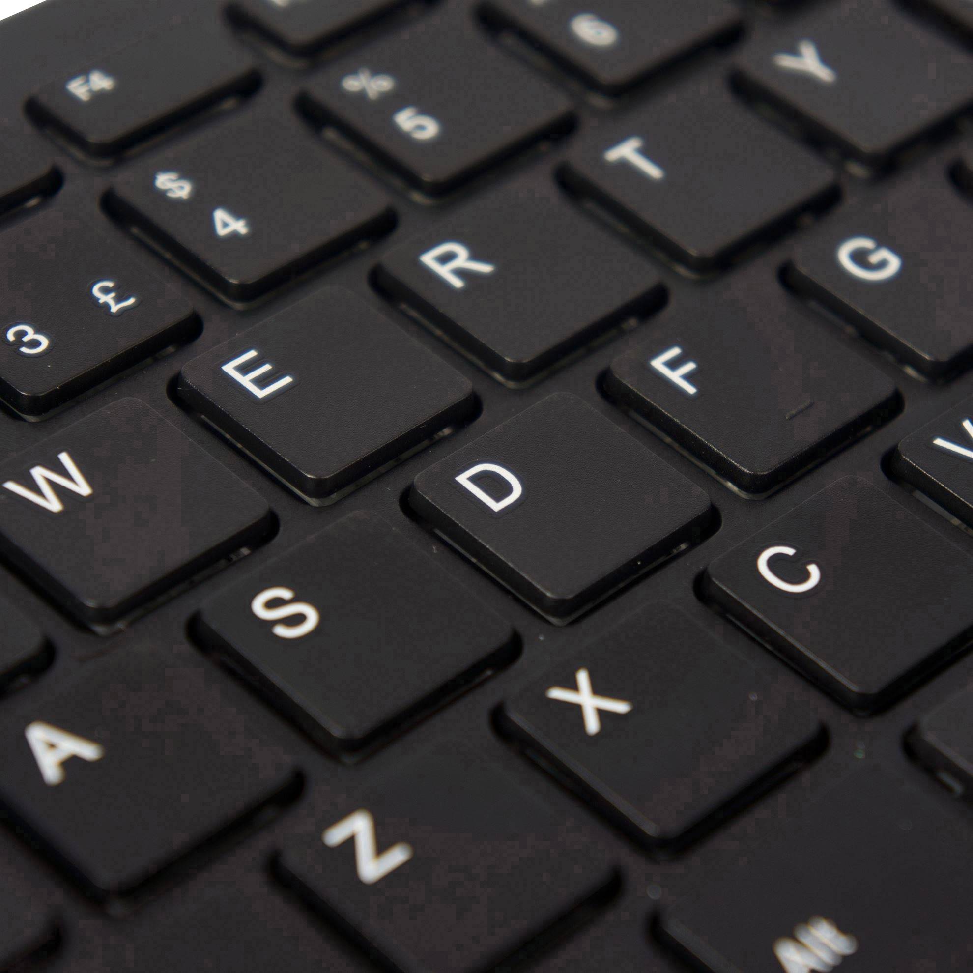 R-GO Tools Compact USB Clavier anglais, QWERTY noir ergonomique