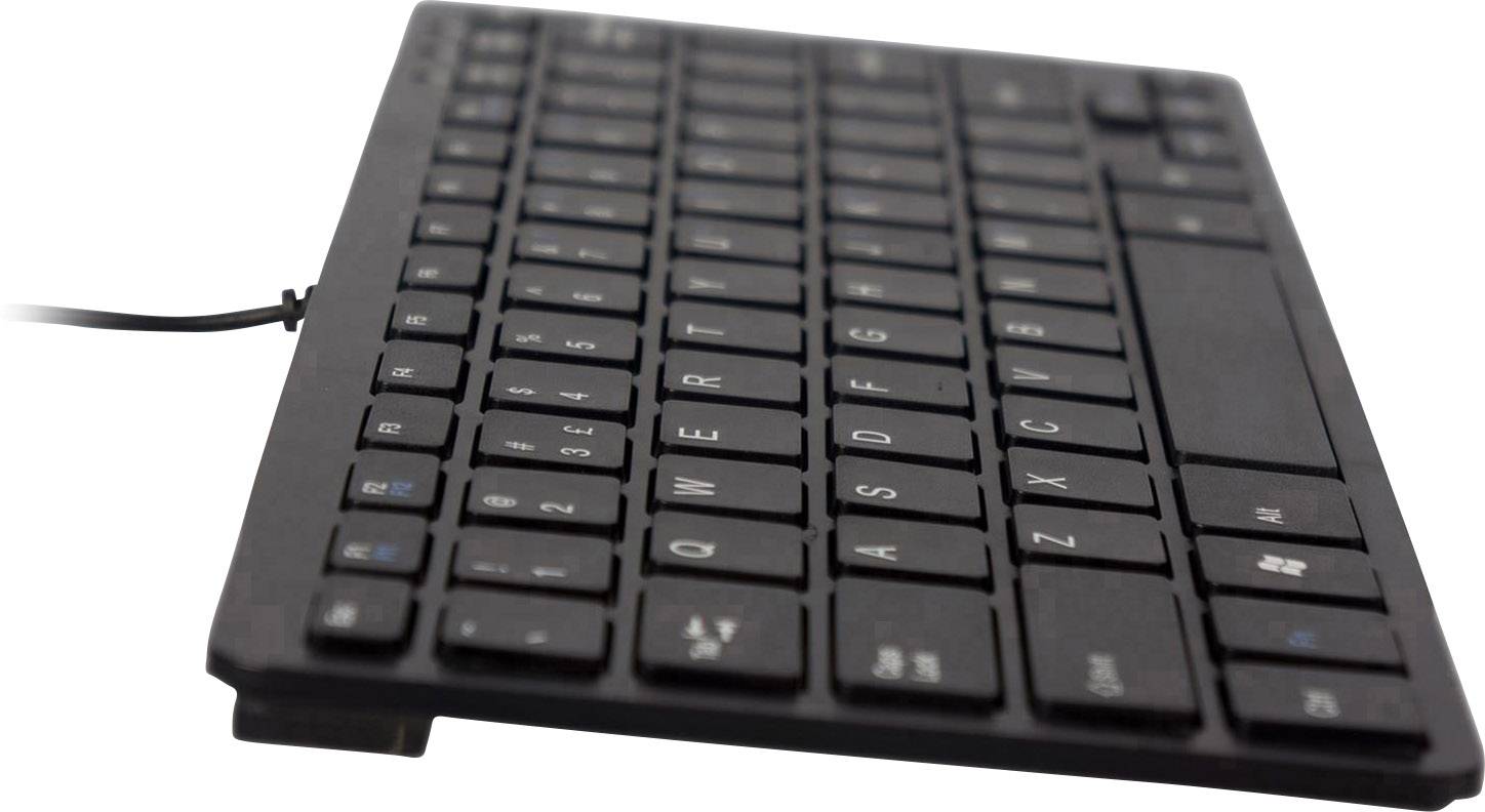 R-GO Tools Compact USB Clavier anglais, QWERTY noir ergonomique
