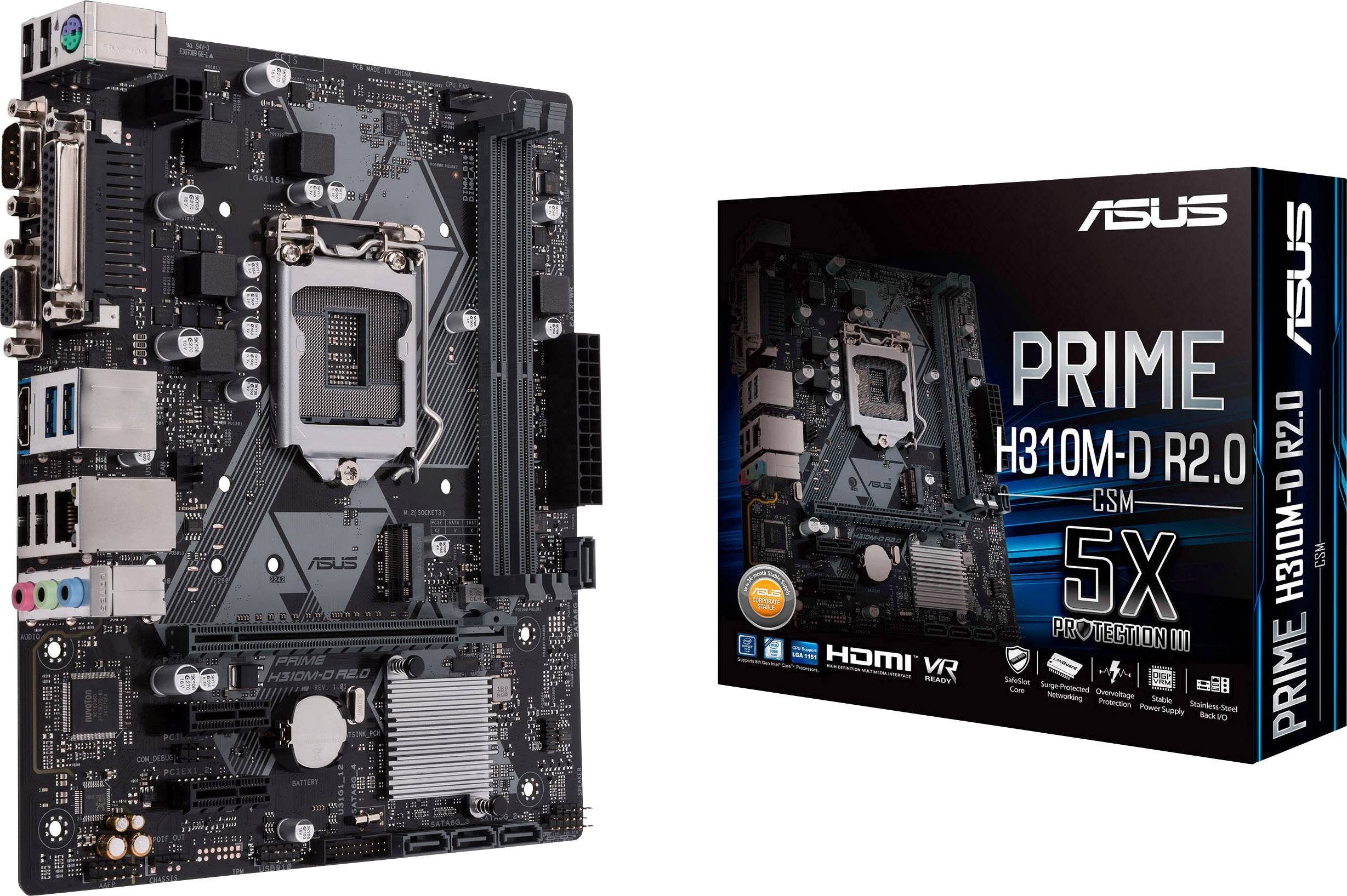 Asus PRIME H310M-D R2.0 Carte mère Socket (PC) Intel® 1151v2 Facteur de forme (détails) Micro-ATX Chipset de la carte mère Intel®