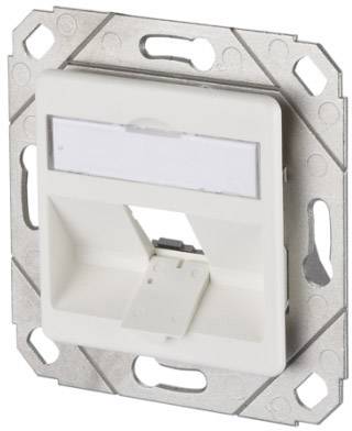 Metz Connect Prise réseau encastré insert avec plaque centrale non équipé 1 port blanc pur (RAL 9010)