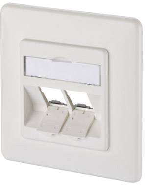 Metz Connect 130B20D21002KE Prise réseau encastré insert avec plaque centrale et châssis non équipé 2 ports blanc pur (RAL 9010)