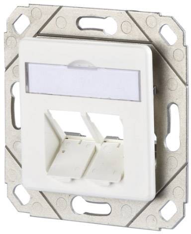 Metz Connect Prise réseau encastré insert avec plaque centrale 2 ports blanc pur (RAL 9010)