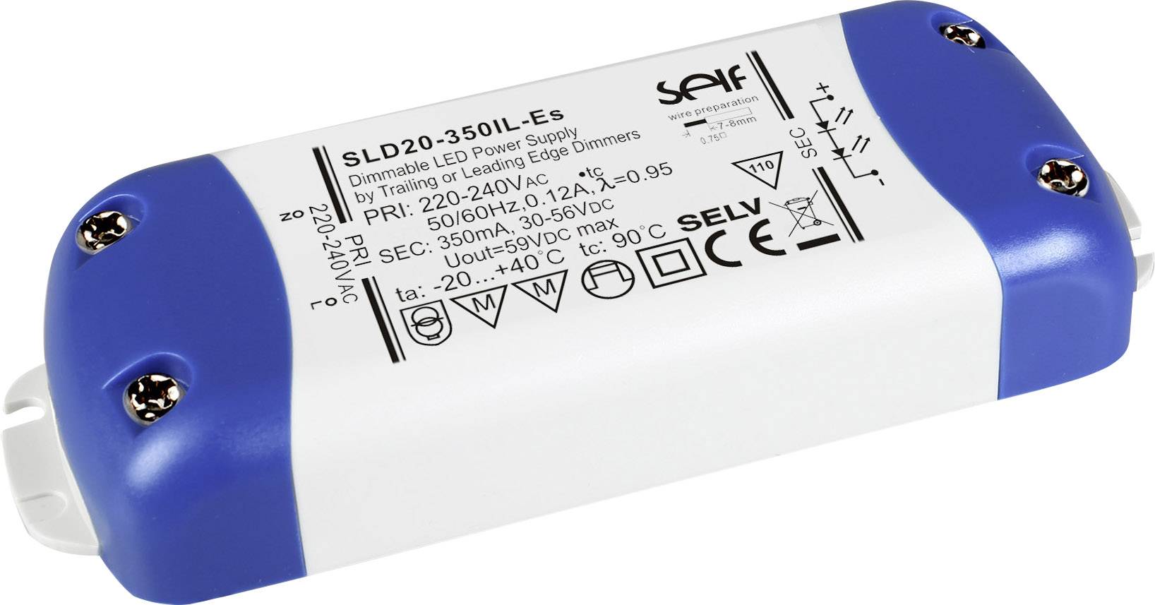 Self Electronics SLD30-600IL-ES Driver de LED à courant constant 30 W 600 mA 25 - 50 V/DC dimmable, montage sur des surfaces