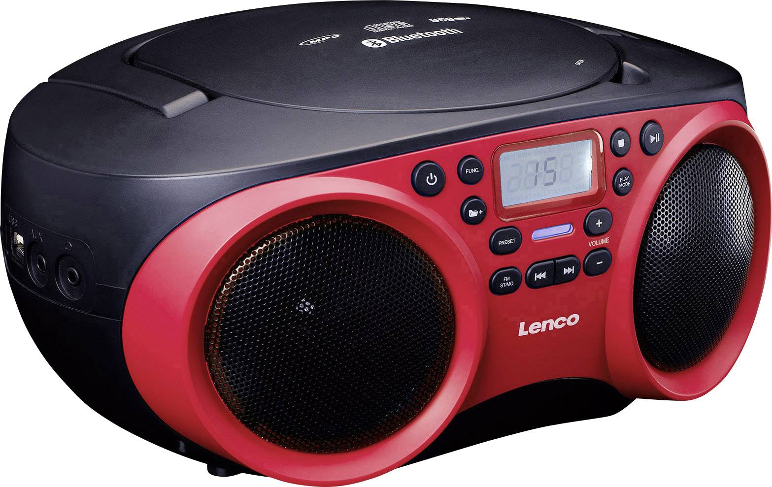 Lenco SCD-501 Radio-lecteur CD FM AUX, Bluetooth, CD, USB rouge, noir