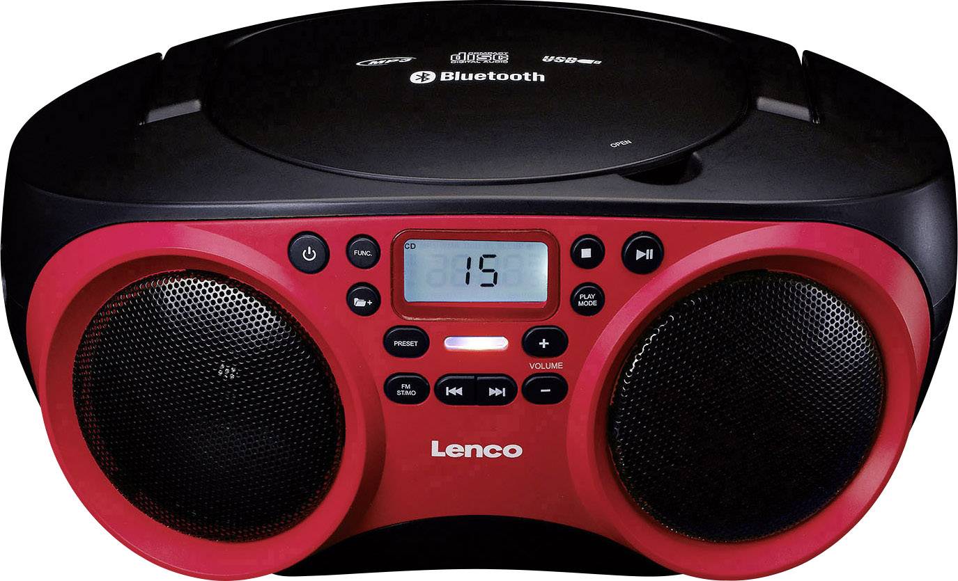 Lenco SCD-501 Radio-lecteur CD FM AUX, Bluetooth, CD, USB rouge, noir