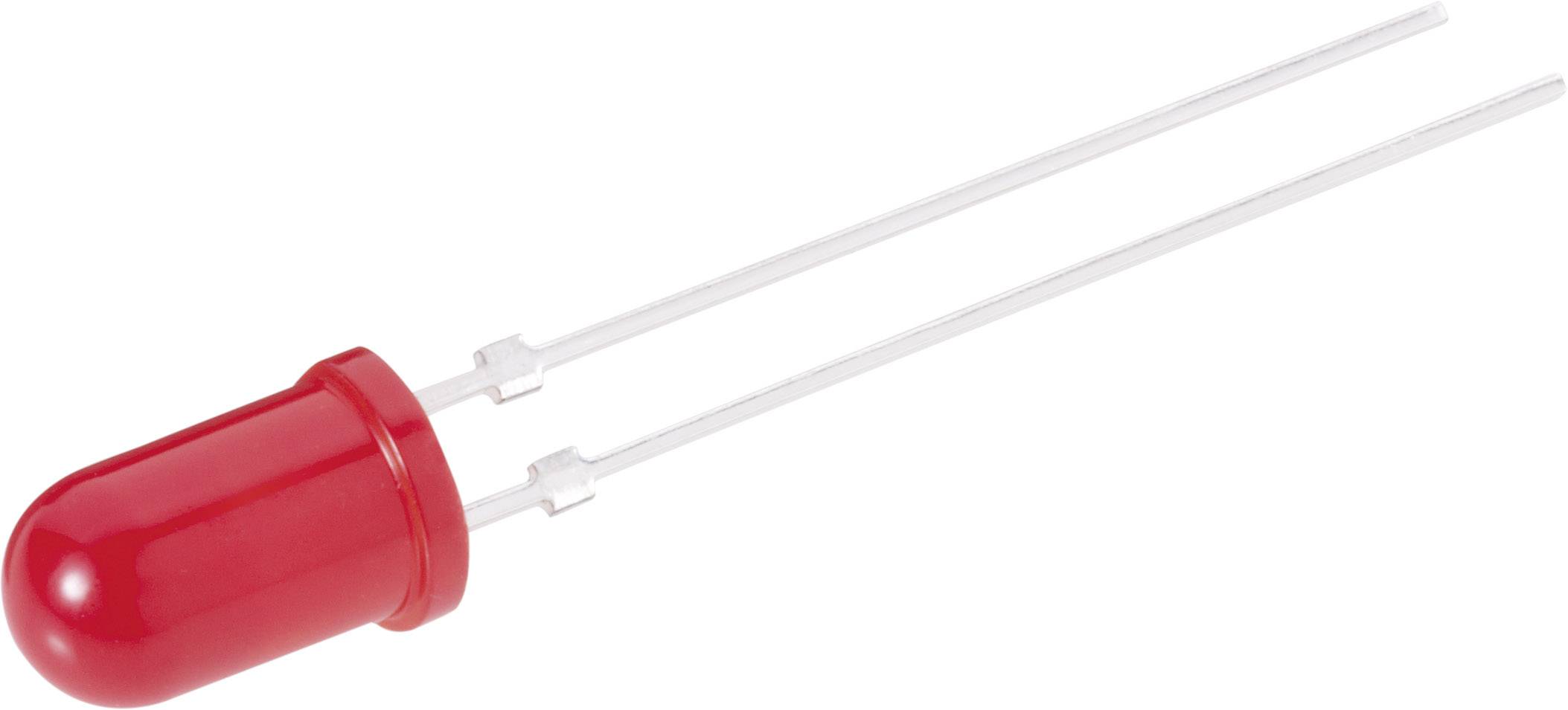 Une diode LED rouge avec deux bornes métalliques, utilisée pour les circuits électroniques.