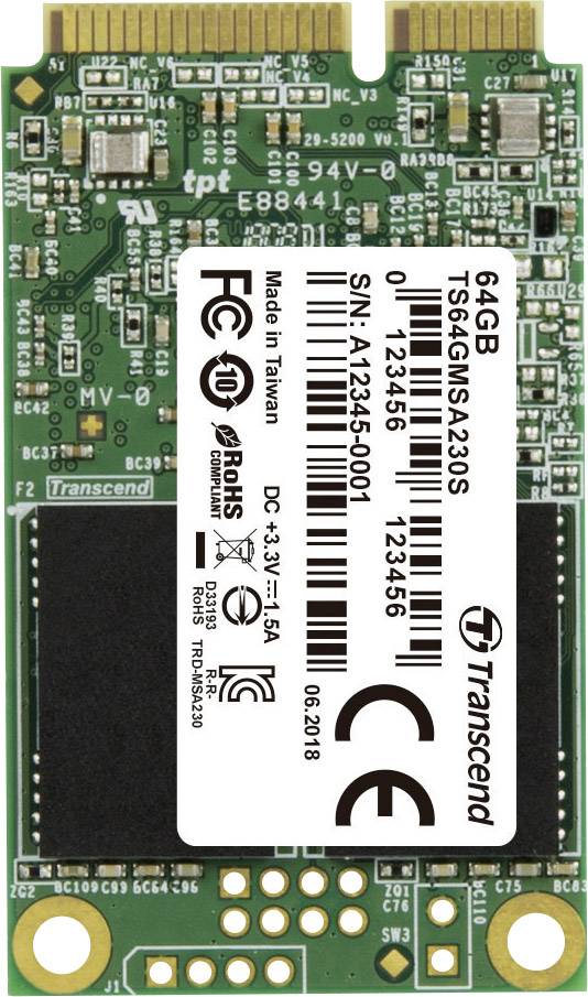 Transcend MSA230S 64 GB SSD mSATA interne mSATA au détail TS64GMSA230S