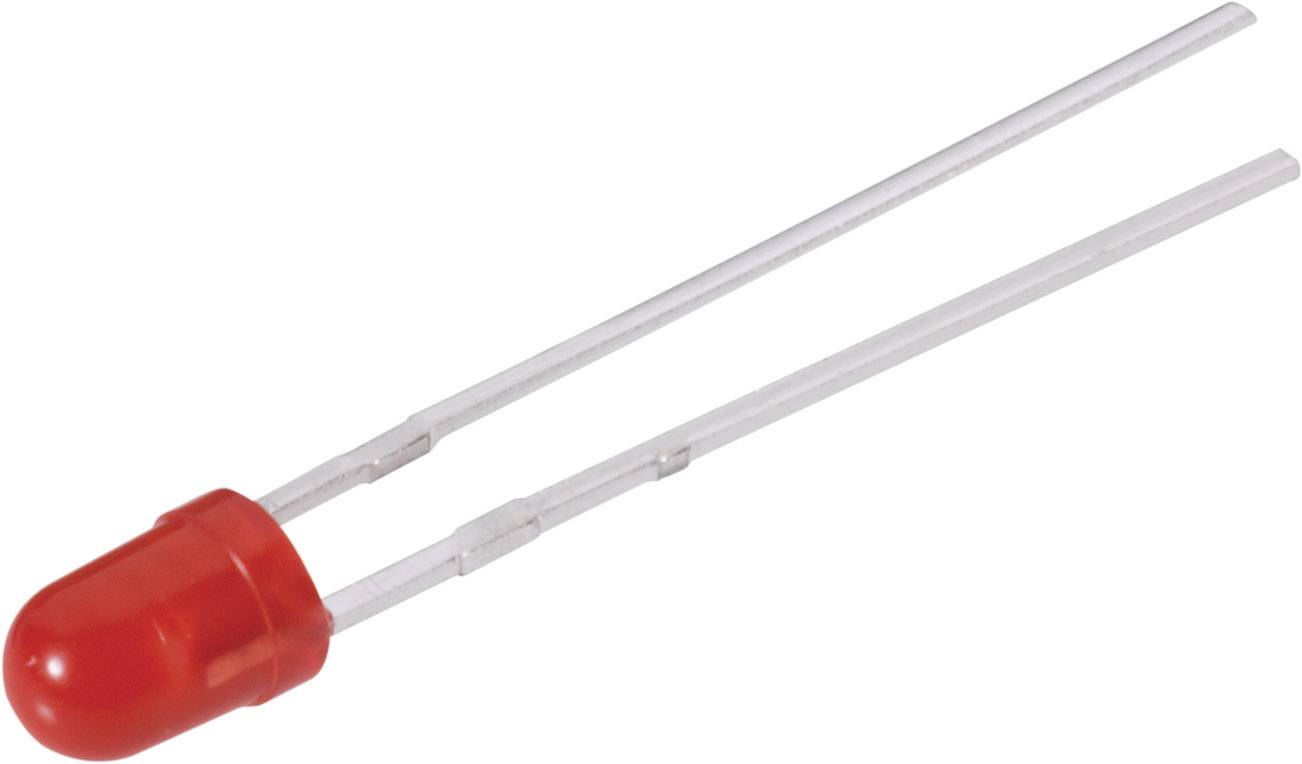 LED rouge avec deux longues bornes métalliques sur fond blanc.